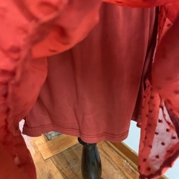 Swiss Dot Ruffle Rust Boho Chiffon TuTu Mini Skirt - Picture 6 of 9